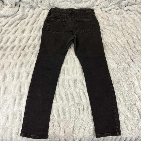 Refuge Jeans Women Size 12 Skinny High Rise Black Stretch Triple Button Denim - Picture 2 of 7